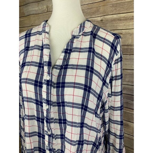 Reaction Kenneth Cole 1X Plaid Blouse Button Front - Picture 3 of 11